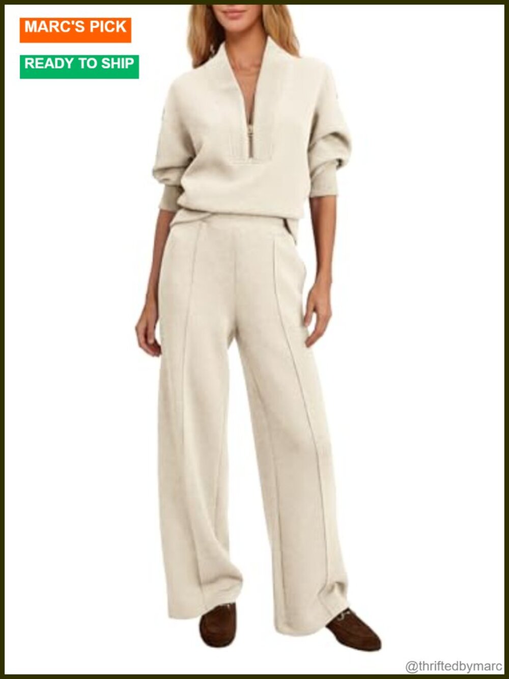 Women's 2 Piece Lounge Set Half Zip Sweatshirt Wide Leg Pants